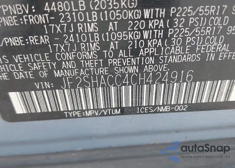 2012 Subaru Forester 2.5X Premium from USA, damaged, VIN JF2SHACC4CH424916